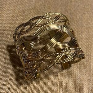 Gold Tone‎ Woven Design Fashion Bracelet Cuff New No Tags Boho Glam Chic